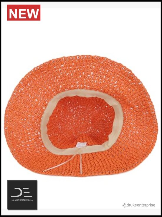 Crochet Straw Sun Hat Wide Brim Foldable Floppy Beach Hat Summer
